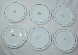 Set of 6 Pottery Barn Bar Lingo Snack Plates About 8" Drink Recipes on the Rim - $22.53