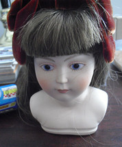 Vintage 1980s Porcelain Girl Doll Head and Shoulders 4  3/4&quot; Tall - £17.35 GBP