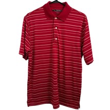 Greg Norman Polo Shirt Medium Play Dry Golf Striped Red White Polyester Athletic - £9.94 GBP