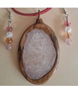 wood pendant and earing set - $28.00