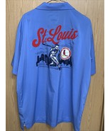 ST LOUIS CARDINALS Shirt Mens Large Blue Embroider Spell Out Button Up F... - €12,26 EUR