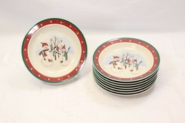 Royal Seasons Snowmen Christmas Bread Dessert Plates 6-1/2&quot; Lot of 10 Xmas - $360.50 MXN