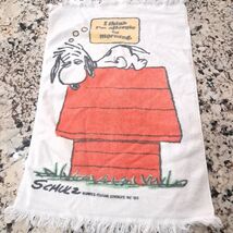 Vintage Snoopy Peanuts hand towel fringe on dog house Mornings Tastemake... - $17.00
