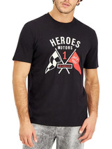 Heroes Motors Men&#39;s Cotton Crew Neck Flagged T-Shirt in Black-XL - $15.88