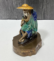 Chinese Schiwan Mud Man Mounted on A Metal Base Clay Glazed - $108.90