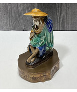 Chinese Schiwan Mud Man Mounted on A Metal Base Clay Glazed - £85.55 GBP