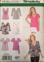 Simplicity Misses&#39; Knit Wrap Top w Bodice Sleeve Variations Uncut OOP Si... - $5.00