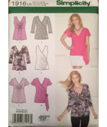 Simplicity Misses&#39; Knit Wrap Top w Bodice Sleeve Variations Uncut OOP Si... - $5.00