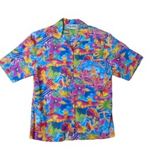 VTG 80s Floral Women&#39;s Shirt Hawaiian Size S Shoulder Pads Cotton On the... - £12.81 GBP