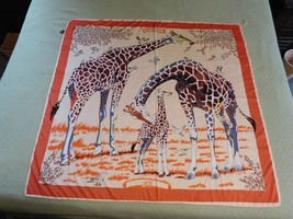 African Inspired Giraffes w/Birds 50 x 51 Scarf Shawl Wrap Sarong 100% Silk MINT - £23.55 GBP