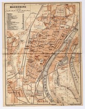 1910 Original Antique Map Of Magdeburg Saxony Sachsen Anhalt / Germany - £13.61 GBP