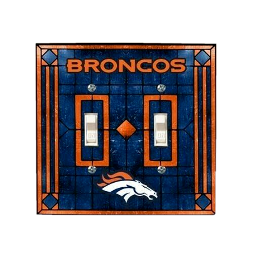 Denver Broncos Art-Glass Double Switch Plate Cover - $19.80