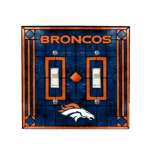 Denver Broncos Art-Glass Double Switch Plate Cover - £15.50 GBP