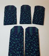 Callaway Flatware Utensil Holder Pouch Ivy Navy Blue Green Plaid Fabric Cloth x5 - £15.44 GBP