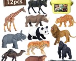 Safari Animal Toys Figures, 12 Pcs Realistic Jumbo Wild Jungle Animals F... - £31.63 GBP