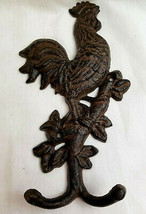 Roster Chicken Bird Cast Iron Wall Hanger Hook Rack Decorative Black 9&quot; - $24.95