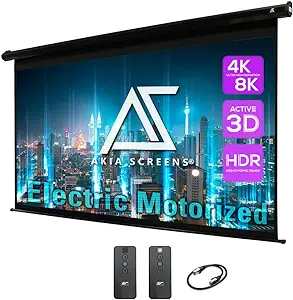 125 Inch Motorized Projector Screen Electric Drop Down Remote Controlled... - $657.99