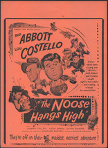 Rare Abbott &amp; Costello The Noose Hangs High Poster/Broadside - £6.14 GBP