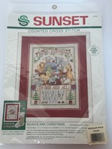 Sunset Counted Cross Stitch Kit Noahs Ark Christmas Holiday Sampler Animals New - £27.51 GBP