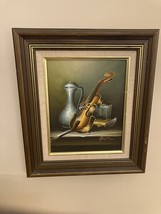 Vintage Picture Wood Frame Violin Still life - $47.46 CAD