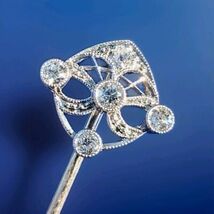 Earth mined Diamond Deco Pin 1920s Gatsby era Antique Platinum 14k gold ... - $1,230.25