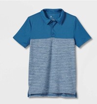 Boys&#39; Striped Golf Polo Short Sleeve Shirt All in Motion Blue Size XS 4-... - £6.09 GBP