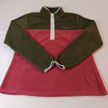 Columbia AL1302 Men&#39;s Peach &amp; Green Pullover Fleece Sweater 1/4 Snap But... - $17.32