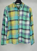 J. Crew Green Yellow Tartan Plaid LS Button Boy Shirt 12 Womens NWT Oxford - £46.69 GBP