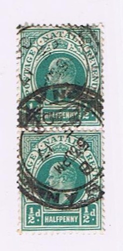 Stamps 1904 Natal King Edward VII 1/2d Green Used Pair - $1.41