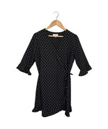 Loft Polka Dot Romper Dress Playsuit Ruffle Faux Wrap Half Sleeve Black 4P - $32.48 CAD