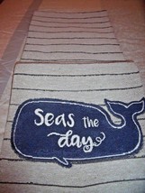New Nautical Blue Whale Tapestry Table Runner 13" X 72" Seas The Day Coastal - £16.95 GBP