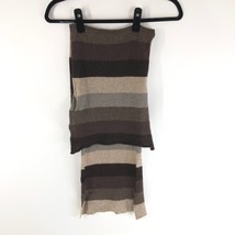 Badiali Cashmere Scarf Rectangle Striped Brown Beige 76x10.5 - £76.01 GBP
