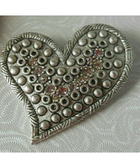 Chicos AHA Silver-tone Rhinestone Heart Brooch 2007 - £11.60 GBP