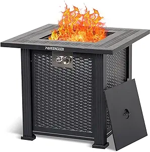 28 Inch Propane , 50000Btu Rectangle Fire Table With Cover, Sturdy Steel... - $339.99