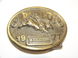 1977 National Finals Rodeo Belt Buckle Oklahoma City Hesston 4TH Annual Telecast - $22.49