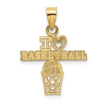 14K Yellow Gold I Love Basketball Pendant - $154.99