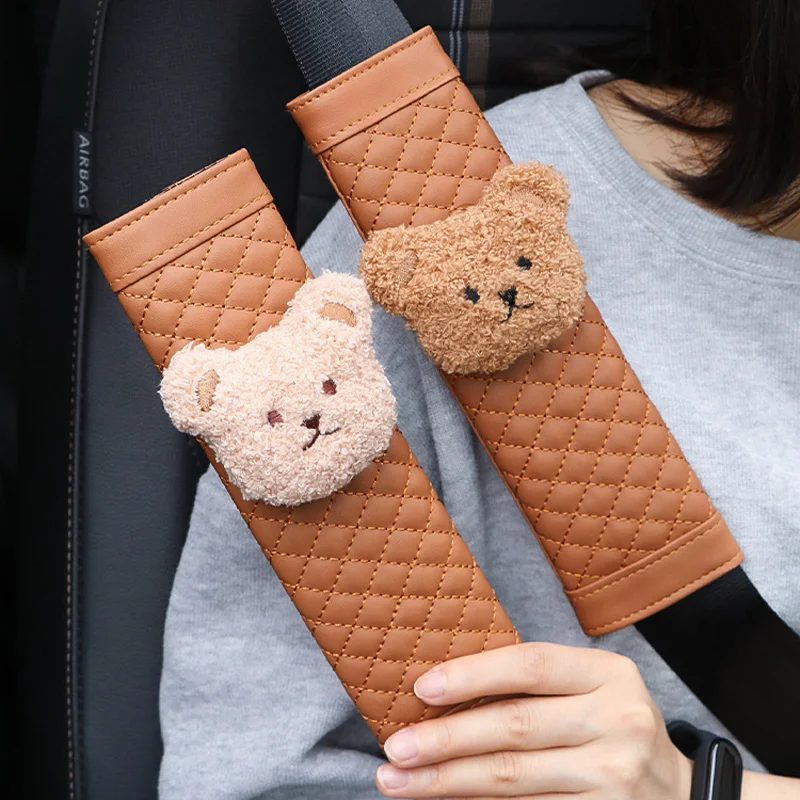 1pc Cute Cartoon Little Bear Car Seatbelt Cover Seat Belt Harness Cushion Auto - £8.89 GBP+