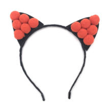 Women Girl Cute Pom Hair Band Handmade Kids Cat Ear Headband Halloween Orange - £3.95 GBP