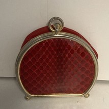 Vintage Neiman-Marcus Red Reptile Expandable Coin Change Purse Spain - £14.75 GBP