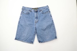 Vintage Nautica Mens 36 Distressed Spell Out Baggy Hip Hop Denim Jean Shorts - £42.19 GBP
