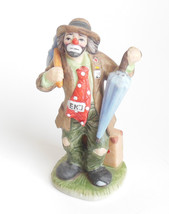 Porcelain Clown Figurine EKJ Flambro Artist Emmette Kelly 4.5 with Umbre... - $14.95