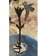 Original Metal Hummingbird and Flower Yard Art Statue Signed OOAK 17-1/8... - £78.22 GBP