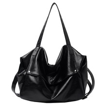 Winter Vintage PU Leather Women&#39;s Shoulder Handbags Solid Color Large Bags Femal - £37.93 GBP