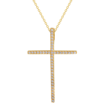 Brand New Gold-plated Sterling Silver &amp; Cubic Zirconia Cross Pendant W/1... - $55.17