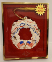 Lenox Porcelain 2003 Home of the Brave Wreath Christmas Tree Ornament - £13.23 GBP