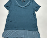 Cynthia Rowley Size Medium Layered Look Top Tee Teal Green Stretch - $17.75