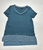 Cynthia Rowley Size Medium Layered Look Top Tee Teal Green Stretch - £13.88 GBP