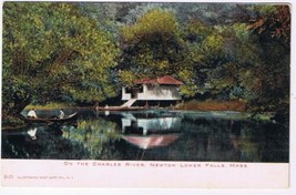 Massachusetts Postcard Newton Lower Falls On The Charles River Illustrated - £2.34 GBP