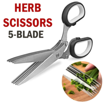 Herb Scissors Set With 5 Blades And Cover - Multipurpose Kitchen Chopping Shear - £23.72 GBP