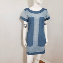 French Connection Jeans Mod Blue Chambray Denim Dress Bleached Summer Tr... - £43.02 GBP